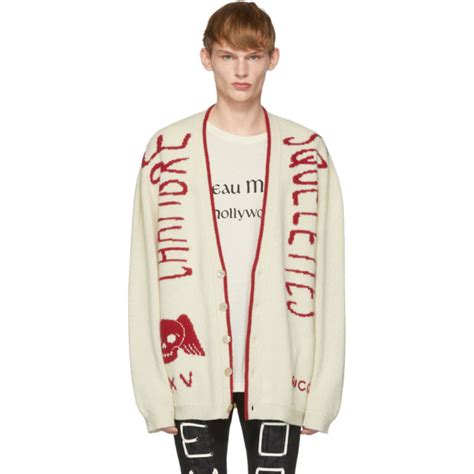 gucci off-white knit skull cardigan|Gucci wool cardigan.